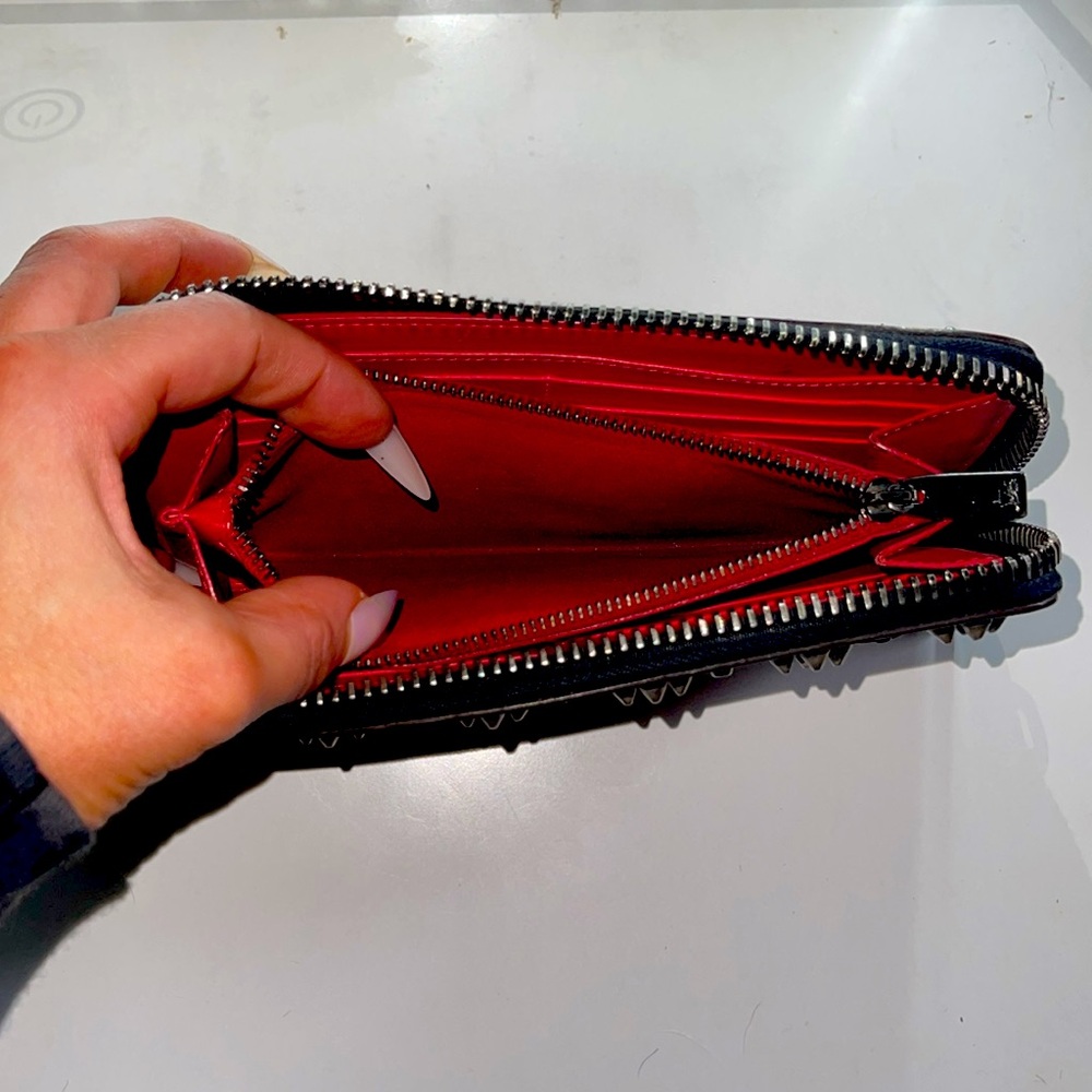♥️ Christian Louboutin Panettone Wallet Spikes Loubinthesky Seville Calf Leather - Picture 9 of 14
